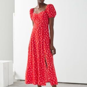 & Other Stories Flowy Puff Sleeve MIDI dress